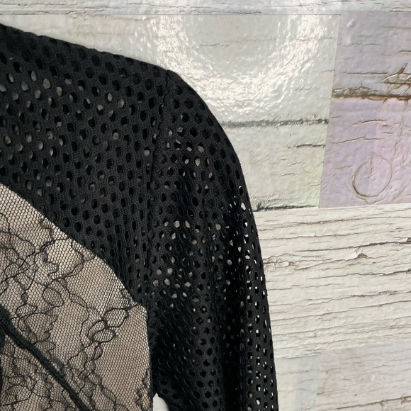 Topshop black cream lace long sleeve mesh size 6 - Picture 7 of 11